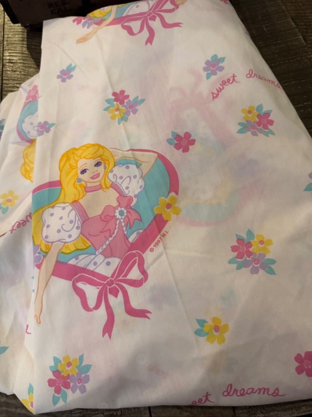 1997 Mattel Barbie Sweet Dreams Twin Fitted Sheet